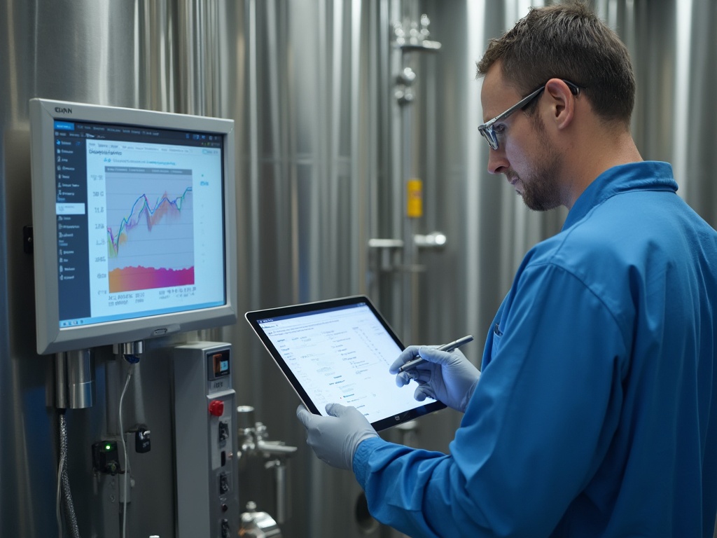 Biotech worker using a tablet based EBR