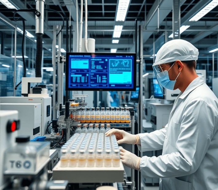 Chemist working in a manufacturing facility